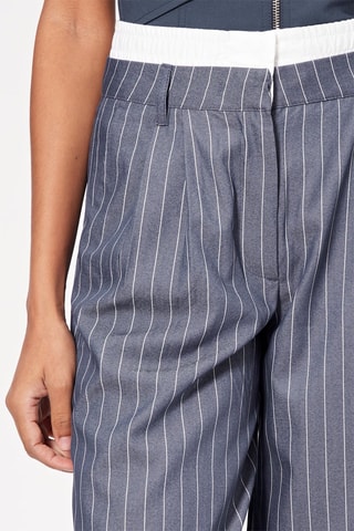 Pantalón de tiro alto - Azul oscuro y crudo