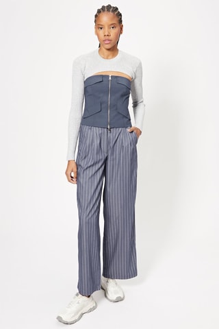 Pantalón de tiro alto - Azul oscuro y crudo