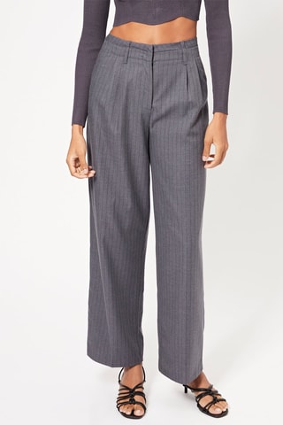 Pantalón dad de tiro alto - Gris jaspeado
