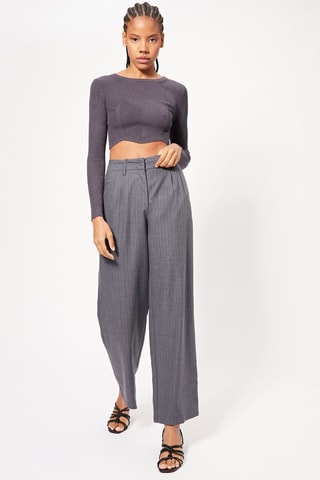 Pantalón dad de tiro alto - Gris jaspeado