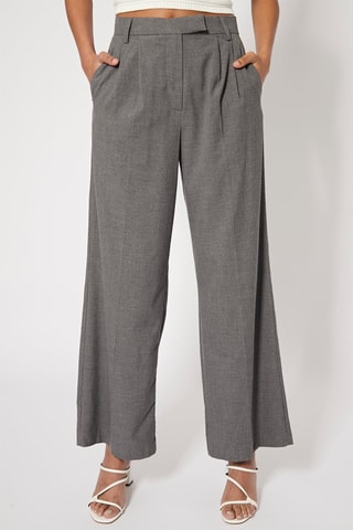 Pantalón wide leg de tiro alto - Gris oscuro jaspeado