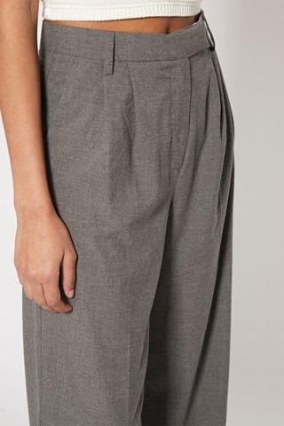 Pantalón wide leg de tiro alto - Gris oscuro jaspeado