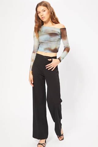 Pantalón wide leg de tiro alto - Negro
