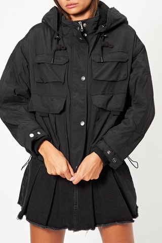 Chaqueta con capucha - Negro