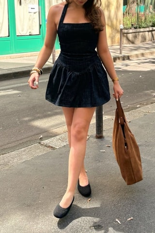 Vestido evasé vaquero - Azul marino