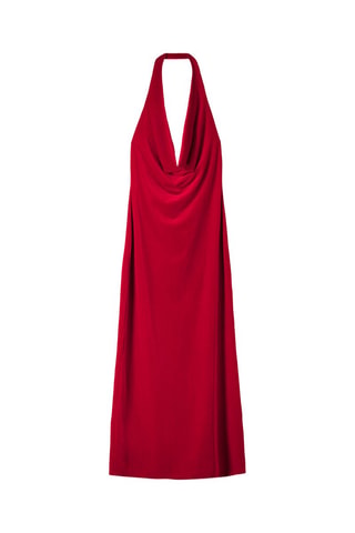 Vestido midi de terciopelo - Rojo