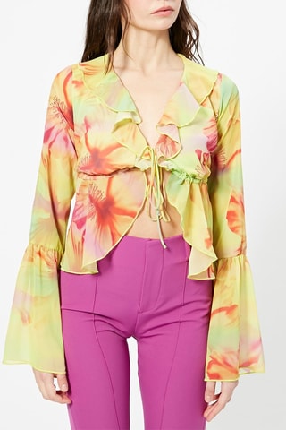 Blusa avolantada - Lima y rojo
