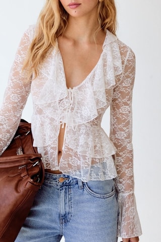 Blusa de encaje - Crudo