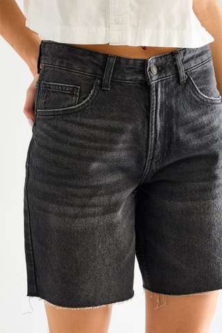 Bermudas vaqueras de tiro alto - Negro