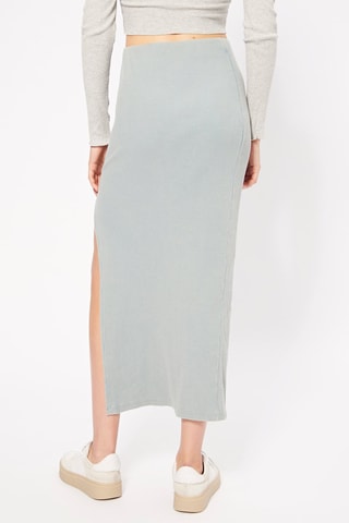 Falda midi de talle alto - Verde agua