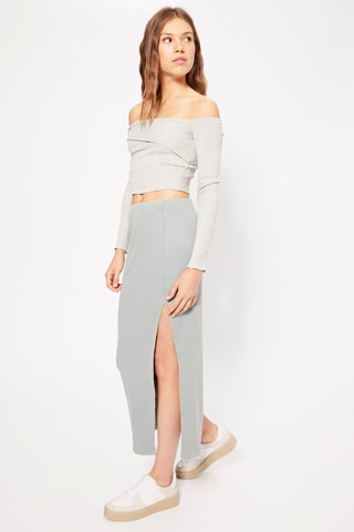 Falda midi de talle alto - Verde agua