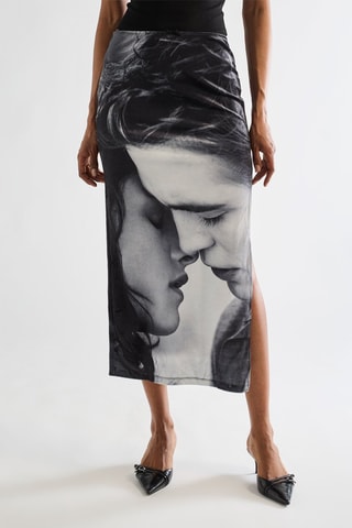Falda midi de talle alto Twilight - Gris