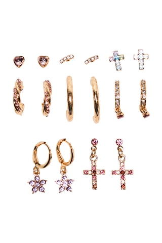 8 pares de pendientes - Dorado
