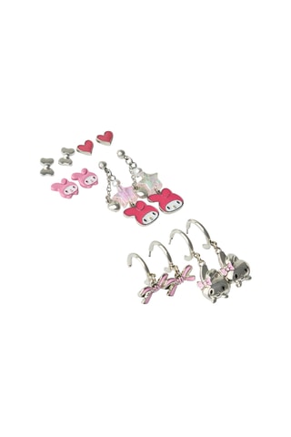 4 pares de pendientes Hello Kitty y My Melody Sanrio - Plateado
