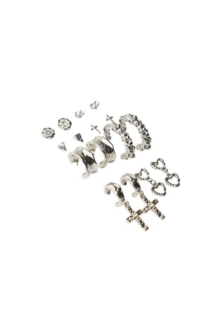 8 pares de pendientes - Plateado