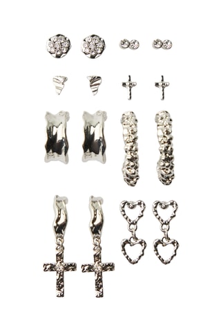 8 pares de pendientes - Plateado