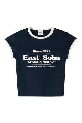 Camiseta cropped - Azul marino