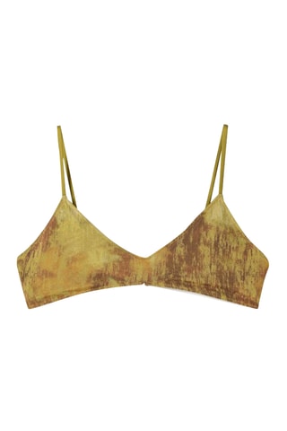 Sujetador de bikini tie-dye - Verde oliva y marrón