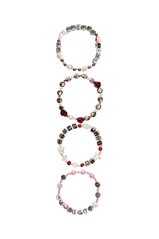 4 pulseras - Blanco y rosa