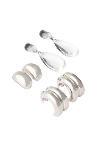 3 pares de pendientes - Plateado