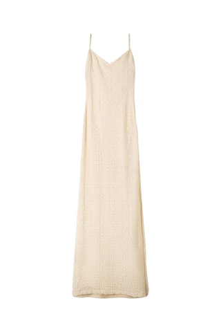 Vestido largo de encaje - Crudo