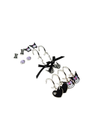 6 pares de pendientes - Plateado y negro