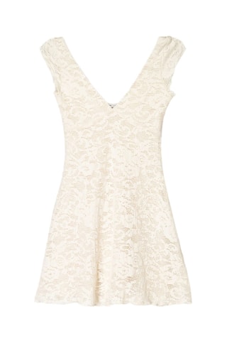 Vestido recto de encaje - Blanco