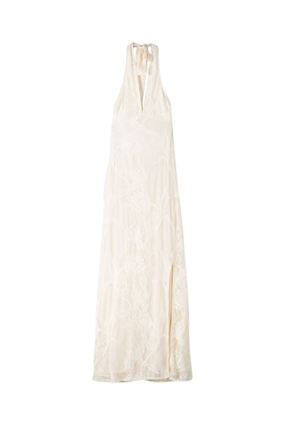 Vestido largo de encaje - Crudo