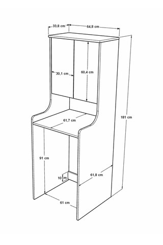 Meuble de salle de bain 2 portes - 84,8 x 181 x 61 cm