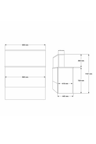 Bureau 1 niche - 90 x 110 x 44,5 cm