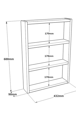 Etagère murale 3 niveaux Pr1-A - 43,2 x 60 x 9 cm