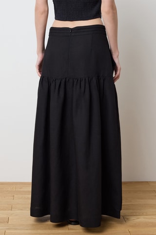 Falda larga de seda - Negro