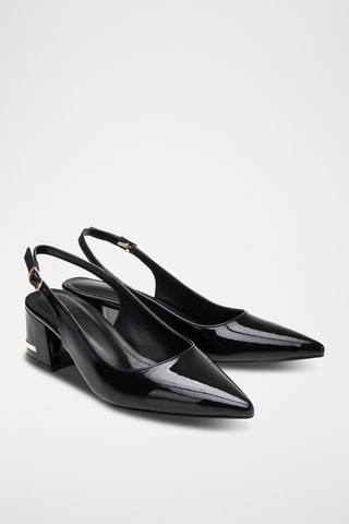 Zapatos de piel de charol de tacón - Negro