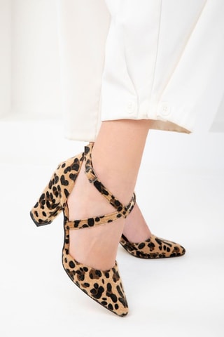 Zapatos de nobuk de tacón - Beige