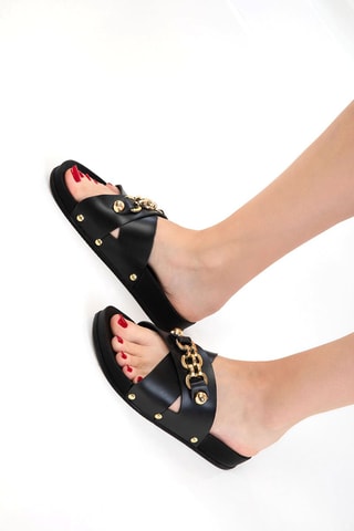 Sandalias de piel - Negro