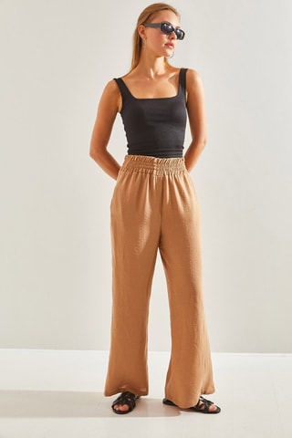 Pantalón de tiro alto - Marrón claro