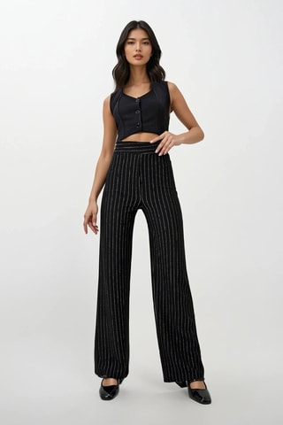 Pantalón wide leg de tiro alto - Negro