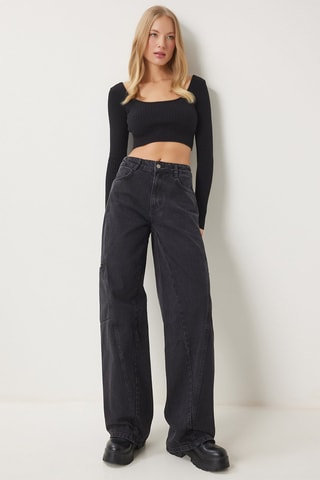 Vaquero cargo tiro alto - Negro