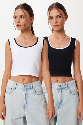 2 crop tops - Negro y blanco
