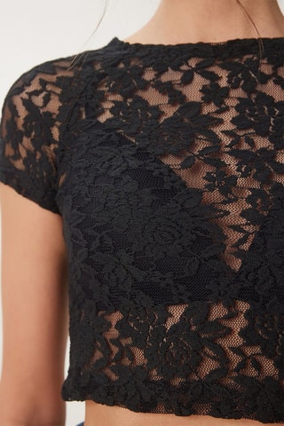 Crop top de encaje - Negro