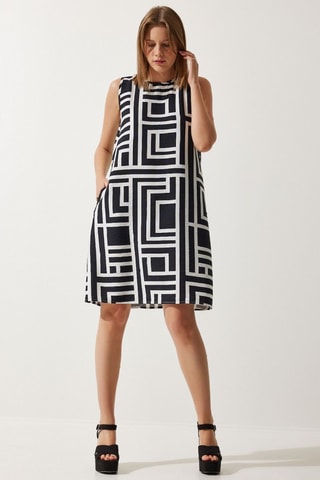Vestido recto - Blanco y negro