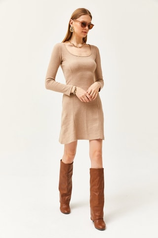 Vestido evasé - Camel