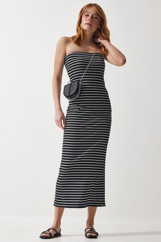 Vestido bustier - Negro y blanco