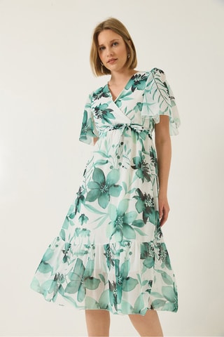 Vestido midi - Verde y blanco