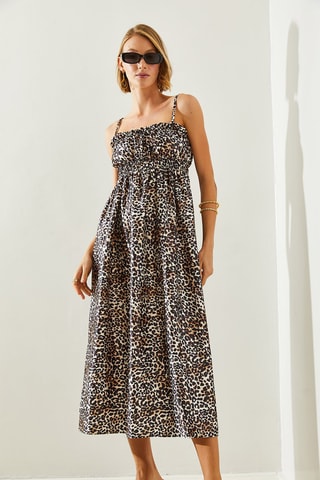 Vestido midi - Marrón