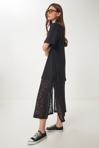 Vestido efecto doble prenda - Negro