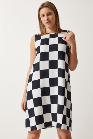 Vestido trapecio - Blanco y negro