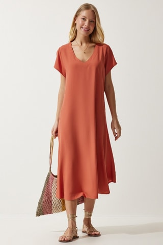 Vestido midi - Rojo teja