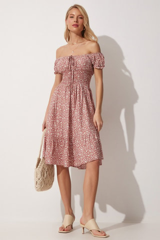 Vestido evasé - Rojo teja