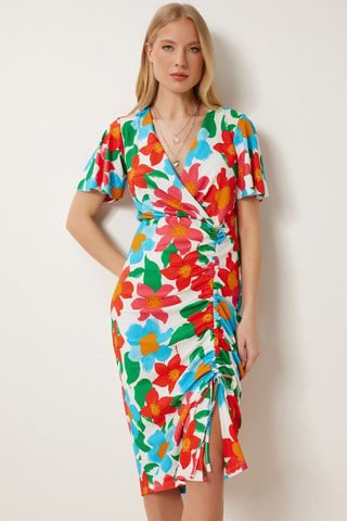 Vestido recto - Rosa y turquesa